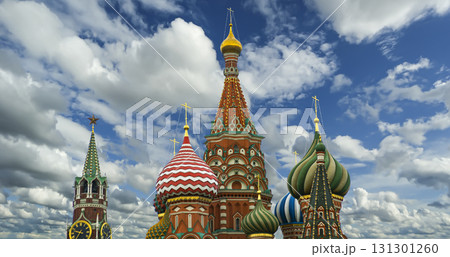 Temple of Basil the Blessed, Red Square, Moscow, Russia. Against the clouds Temple of Basil the Blessed, Red Square, Moscow, Russia. Against the clouds 131301260