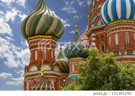 Temple of Basil the Blessed, Red Square, Moscow, Russia. Against the clouds 131301293