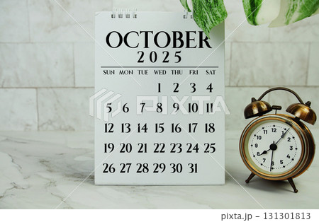 October 2025 annual monthly desk calendar for planning and management 131301813