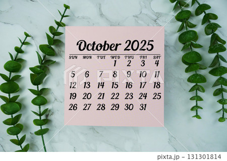 October 2025 annual monthly desk calendar for planning and management 131301814