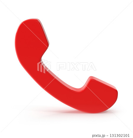 Red telephone receiver icon isolated on white 131302101