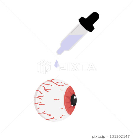 Illustration of Eye Drops and Red Irritated Eye Illustration of Eye Drops and Red Irritated Eye 131302147