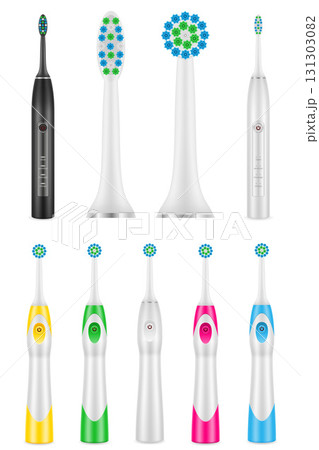 toothbrush  electric for cleaning teeth and hygiene dental dentist cartoon stock vector illustration 131303082