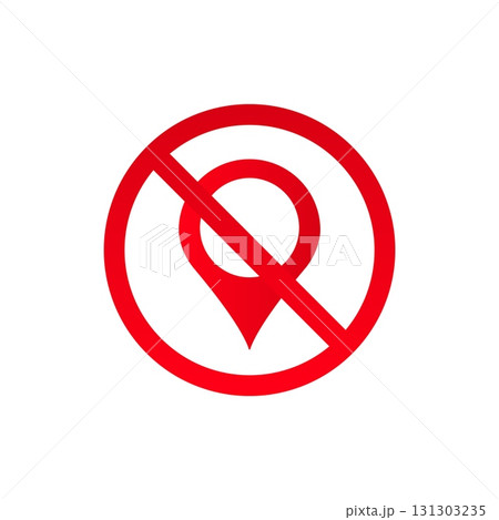 No gps icon in red circle with line symbolizing restricted location services access No gps icon in red circle with line symbolizing restricted location services access 131303235