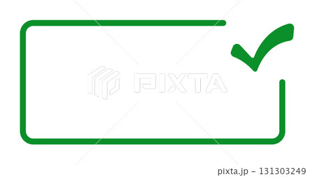 Green check mark in rectangular frame outline Green check mark in rectangular frame outline 131303249