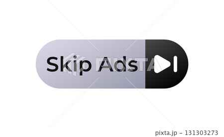 Skip ads button with play icon for interactive online media content 131303273