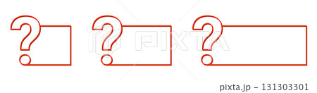 Three red question marks with borders on white background Three red question marks with borders on white background 131303301