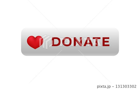 Heart icon and donate text on button for charity and online contributions 131303302