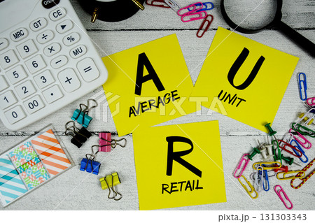 AUR abbreviation of Average Unit Retail text phrase of business and financial concept 131303343
