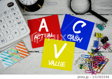 ACV Abbreviation of Actual Cash Value text phrase of business and financial concept ACV Abbreviation of Actual Cash Value text phrase of business and financial concept 131303348