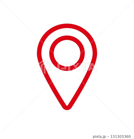 Red location pin icon symbolizing positioning and navigation for travel and maps 131303360