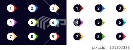 Colorful numbered bullet points for lists and presentations in various vivid designs 131303388