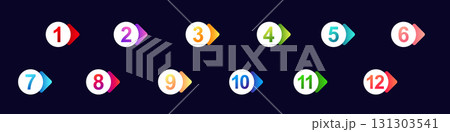 Bullet point icons in bright colors for lists and steps in presentations and infographics 131303541