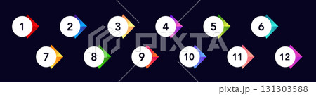 Colorful numbered icons for lists and step-by-step instructions in presentations 131303588