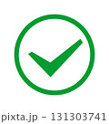 Green check mark inside circular border for approval and confirmation 131303741