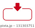 Red downward arrow on rounded rectangle frame 131303751