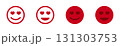 Red heart-eyed smiley faces in various styles 131303753