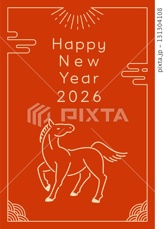 午年の年賀状テンプレート(2026年) 午年の年賀状テンプレート(2026年) 131304108