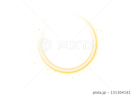 Golden Circle Light Frame Elegant Gold Frame Invitation.Isolated PNG File  Golden circle frame of gold glitter light particles. shiny sparkling round line circles with glowing magic neon light effect 131304181