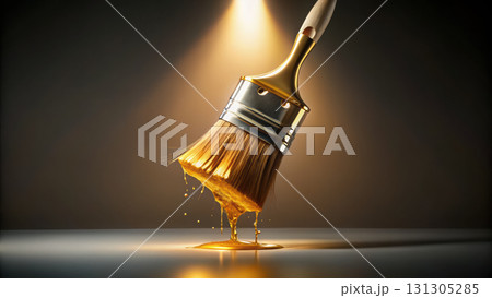 paintbrush dipped in liquid gold, creating stunning visual effect 131305285