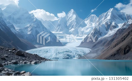 Reflections of Snowy Peaks in Glacial Waters 131305402