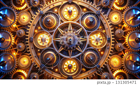 Intricate gears and cogs create mesmerizing steampunk design 131305471