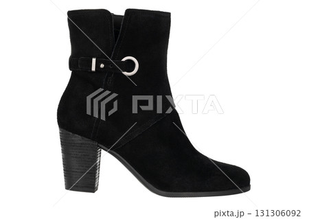 Black Suede Ankle Boot with Block Heel 131306092