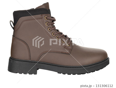Brown Hiking Boot with Black Sole Side View Brown Hiking Boot with Black Sole Side View 131306112