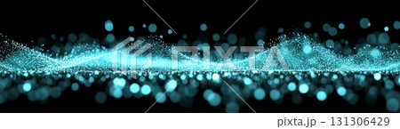 Abstract background with glowing teal lines and bokeh effect 131306429