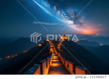 Shooting Stars Above China Ancient Wonder 131306827