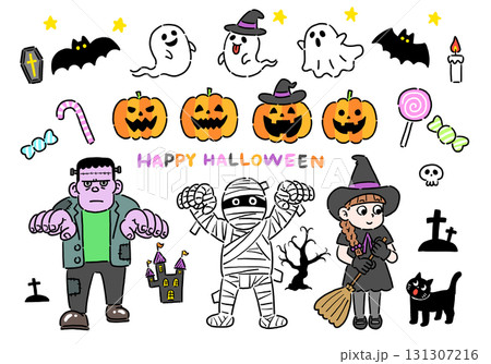 ハロウィンのイラストセット 131307216