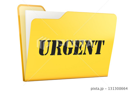 Urgent, yellow folder. 3D rendering Urgent, yellow folder. 3D rendering 131308664
