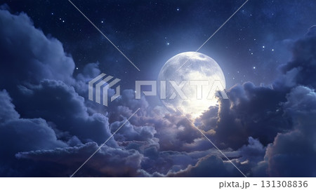 Majestic full moon over a cloudy night sky Majestic full moon over a cloudy night sky 131308836