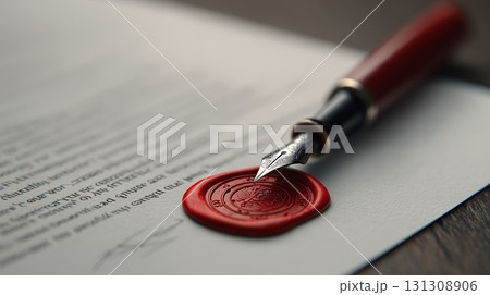 Fountain pen, wax seal, and signature Fountain pen, wax seal, and signature 131308906