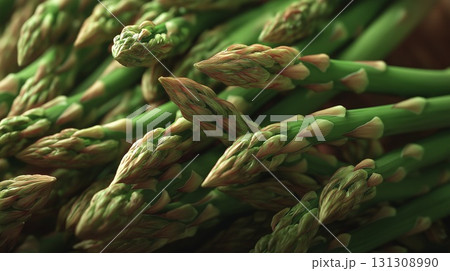 Fresh green asparagus in a bright display Fresh green asparagus in a bright display 131308990
