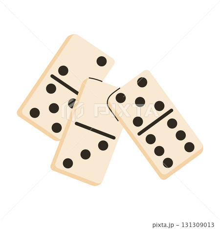 Domino game of three figures composition isolated on white background in flat cartoon style. Domino game of three figures composition isolated on white background in flat cartoon style. 131309013