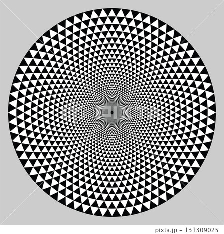 Abstract thousand petalled lotus design in black and white with halftone triangle circle form. Abstract thousand petalled lotus design in black and white with halftone triangle circle form. 131309025
