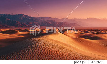夕暮れに染まる砂漠の大砂丘 131309238