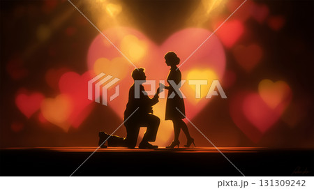 舞台で男性が女性にプロポーズ 131309242