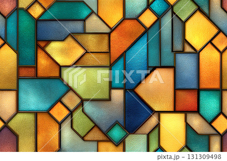 Colorful window. Seamless texture of colorful stained glass. 131309498