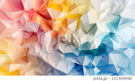 Colorful low poly abstract with geometric triangles and 3D faceted texture. Perfect for modern design, tech backgrounds, and branding visuals. 131309998