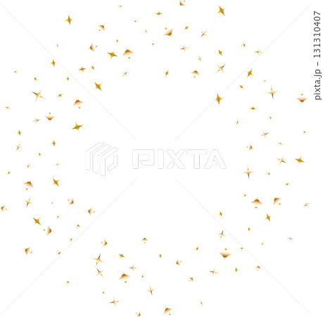 Confetti explosion. Golden serpentine ribbons frame design 131310407