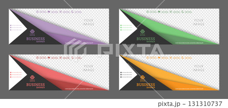 Layout for a business banner. A set of colored horizontal templates with space for a photo, illustration or corporate image. Layout of the cover of a modern catalog, brochure, project or creative idea 131310737
