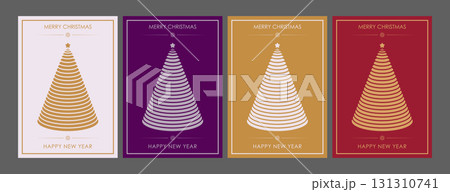 Christmas and New Year. Festive design template with stylized spruce for postcards, banners, posters and creative ideas Christmas and New Year. Festive design template with stylized spruce for postcards, banners, posters and creative ideas 131310741