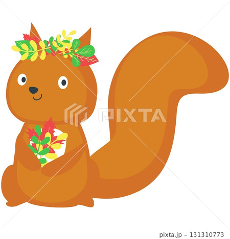Squirrel vector with autumn leaves animal icon 131310773