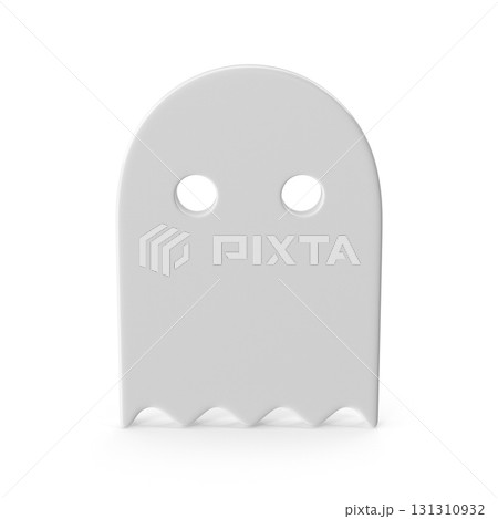 Simple white ghost icon 3d render 131310932