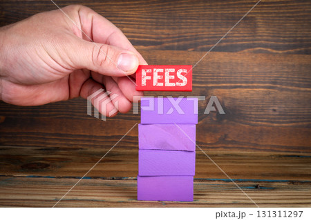 Increasing financial burden represented by stacking fee blocks Increasing financial burden represented by stacking fee blocks 131311297