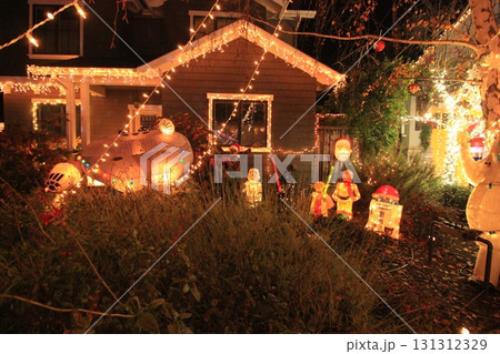 USカリフォルニアSan Carlos豪華クリスマスライトデコレーション 131312329