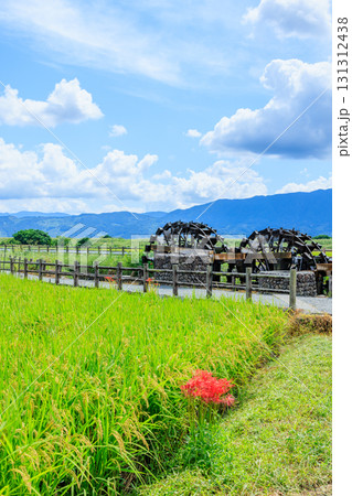 初秋の菱野の三連水車 福岡県朝倉市 初秋の菱野の三連水車 福岡県朝倉市 131312438