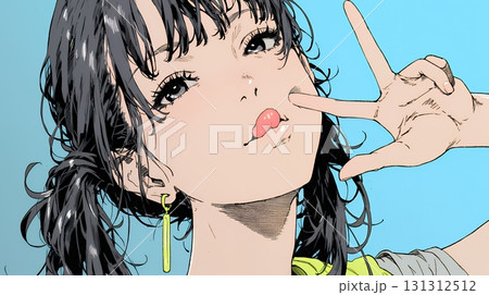 あっかんべー：舌を出して思いっきり相手を馬鹿にしている様子